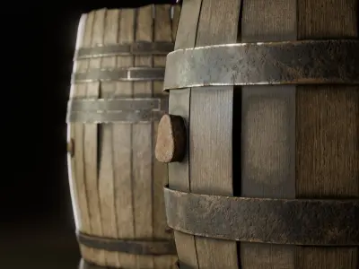Wooden  barrel Low-poly 3D model