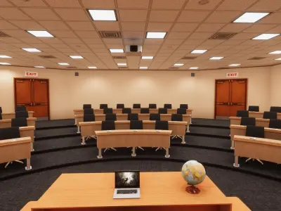 University Classroom Low-poly 3D model