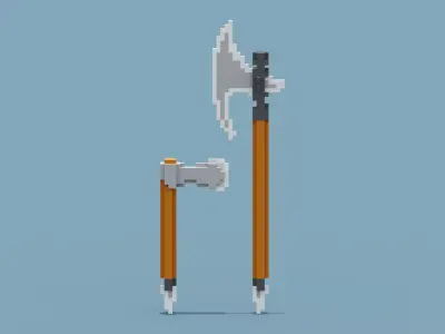 Voxel Axe Low-poly 3D model