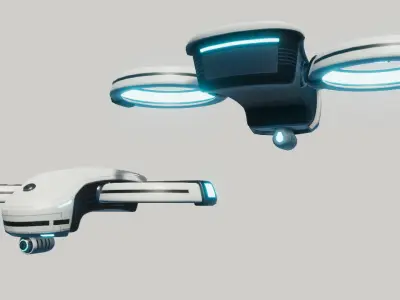 Sci Fi BiCopter Drone Low-poly 3D model