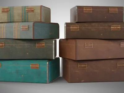 Old suitcase Low-poly 3D model purchase