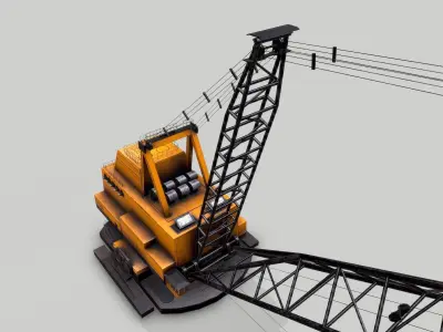 Old Industrial Vehicle Dragline Low-poly 3D model