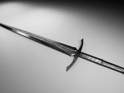 Realistic Medieval Long Sword Low-poly 3D model