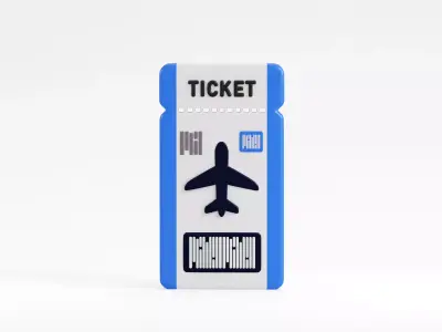 Airplane flight ticket booking Low-poly 3D model