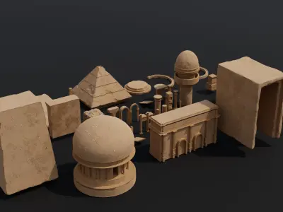 Ancient Temple 2 Low-poly 3D model