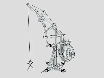 Medieval Machine Crane 01 Low-poly 3D model