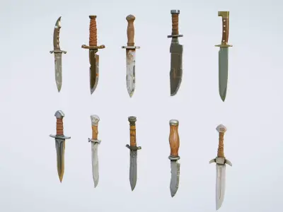 Knives Collection High Quality 3D Models Pack Low-poly 3D model