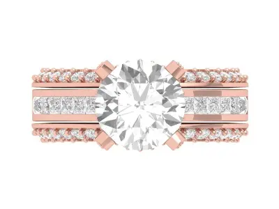 Solitair Ring Bridal Set 3D print model 50