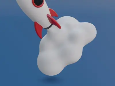 Cartoon Rocket 3D model 4