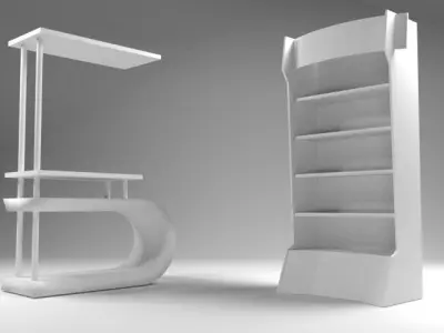 Exhibition sale and info stand Low-poly 3D model