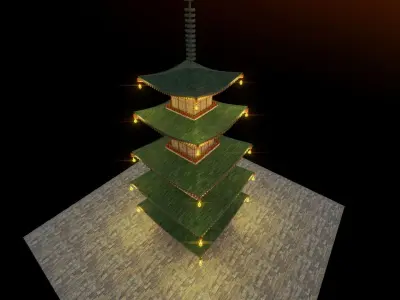 Stylized Japanese Pagoda  3D model