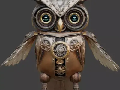 Mechanical Owl  3D Model Low-poly 3D model