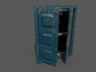 Old blue wood Windows Low-poly 3D model