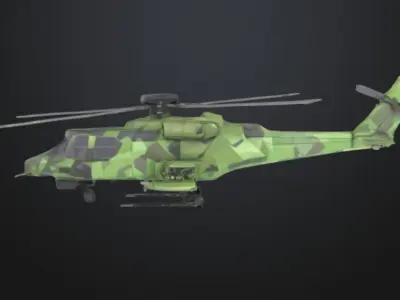 Low Poly Military Helicopter Created for My Dream  Low-poly 3D model