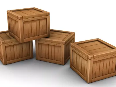 Stylized Wooden Crate Low-poly 3D model purchase