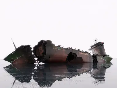 Burned and destroyed ship 3D model