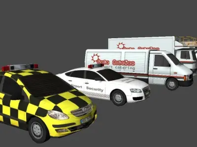 Mobile airport vehicles Low-poly 3D model