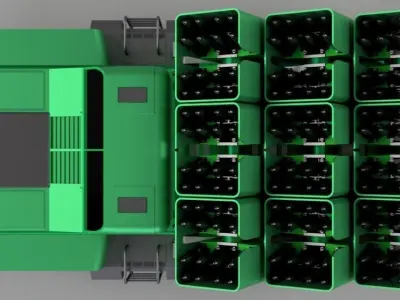 MLRS 1 truck with four missiles 3D model