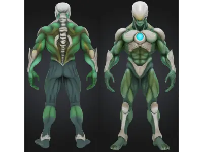 Stylized Bio Armored Alien Warrior Futuristic Sci Fi Low-poly 3D model