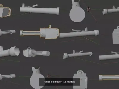 Rifles collection box with light 3D Model Pack