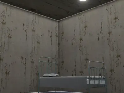 prison cell with doors Low-poly 3D model