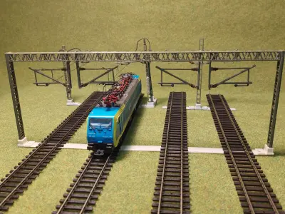 Catenery Gantry Four Track Wide 1-87 FDM 3D print model