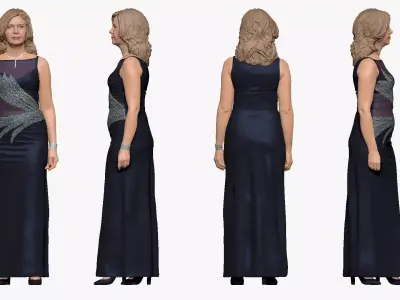 001503 woman in an evening dress 3D model