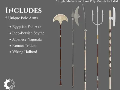 Ancient Collection Weapons Pole Arms 3D Model Pack
