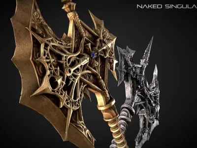 Divine Halberd Medieval dark fantasy weapon Low-poly 3D model