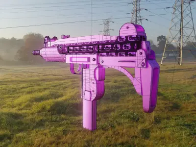 Submachine Gun UZI SMG  Kitty Design Low-poly 3D model