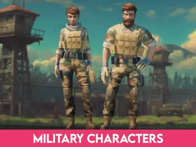 Stylized Military Characters Modular Soldiers Low-poly 3D model