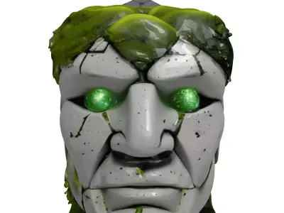 Mystic Stone Golem Head with Moss 3D model