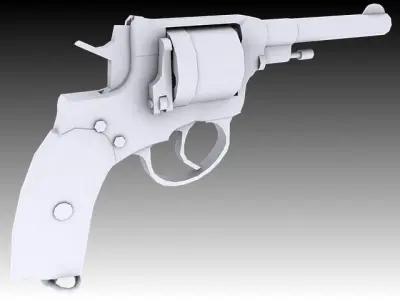 Nagant M1895 Revolver  Low-poly 3D model