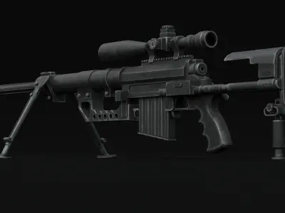 Game ready - M200 Rifle CheyTac Intervention Low-poly 3D model