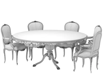 benjamin randolph french round table and chair  art 732 3D model