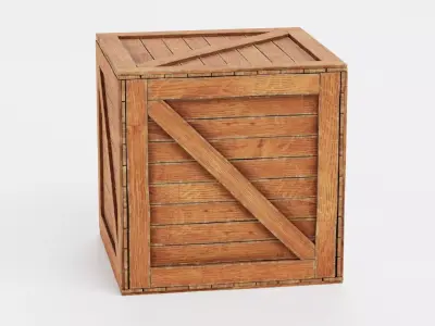 Wooden Crate V1 - Storage Box with Packaging Icons 3D model
