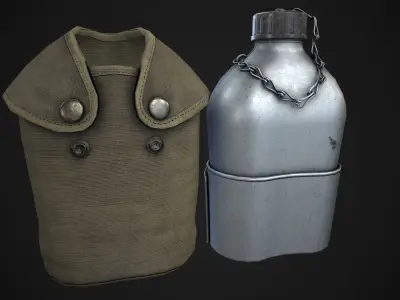 Military water bottle Low-poly 3D model