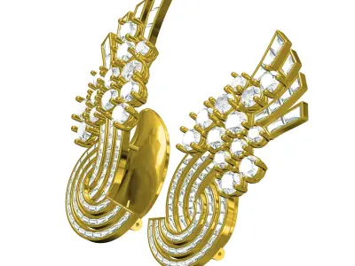 Antique Vintage Style Diamond Earring 3D print model