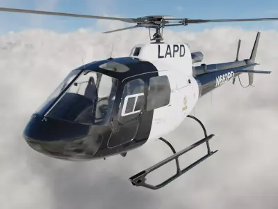 Low Poly PBR Police Eurocopter AS350 Low-poly 3D model