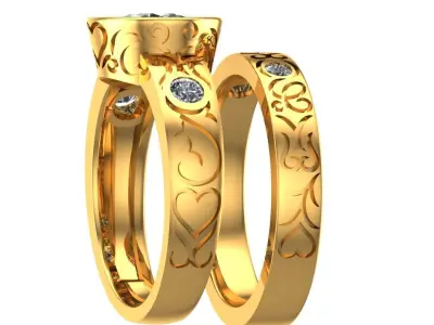 078 - Antique Ladies Ring with Band 3D print model