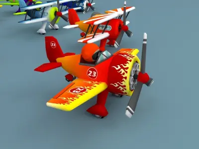 Aircraft Cartoon Low-Poly Low-poly 3D model