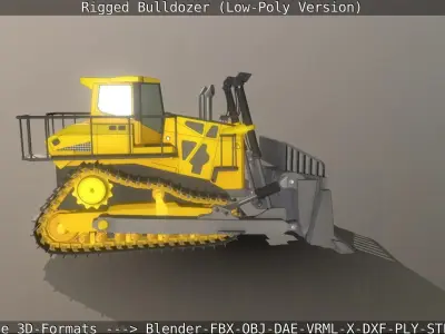 Bulldozer Rigged and Animated- Low-Poly Version Low-poly 3D model