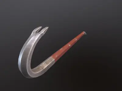 Crowbar Game Ready sword with wooden handle Low-poly 3D model