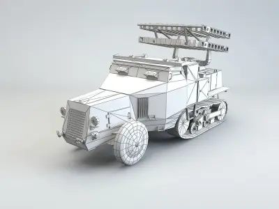 Low Poly 8 cm Raketen Vielfachwerfer auf Fahrgestell Zgkw S303 f Low-poly 3D model