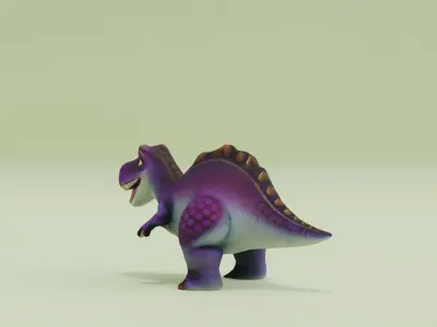 Cute Tyrannosaur Dinosaur Chibi style Low-poly 3D model