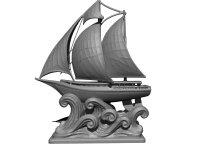 A ship on the waves Free 3D print model