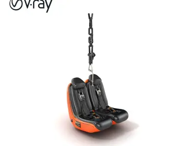 Thrill Ride Drop Tower Seat model pack Low-poly 3D model