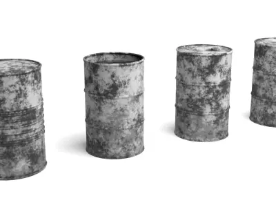 Game-Ready Metal Barrels with LODs Low-poly 3D model
