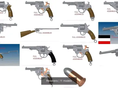 Revolvers full assembled revolver 3D Model Pack