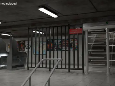 Urban Subway Entrance Control Gates Dirty 3D model